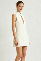 Mandarin Keyhole Mini Dress
