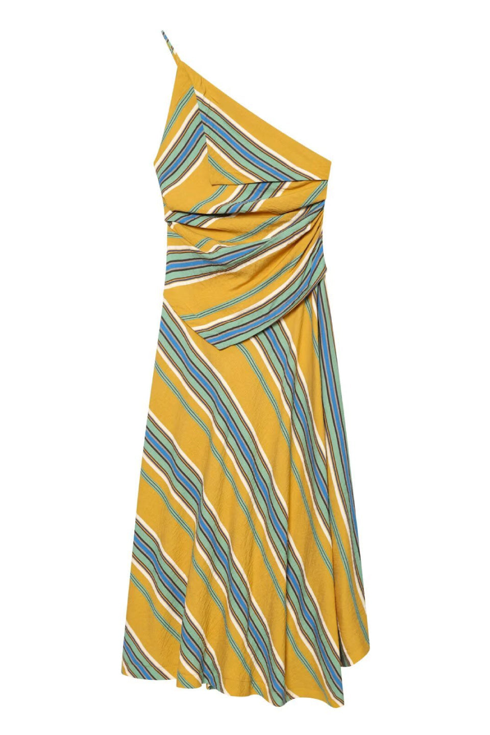 Striped One Shoulder Midi Dress