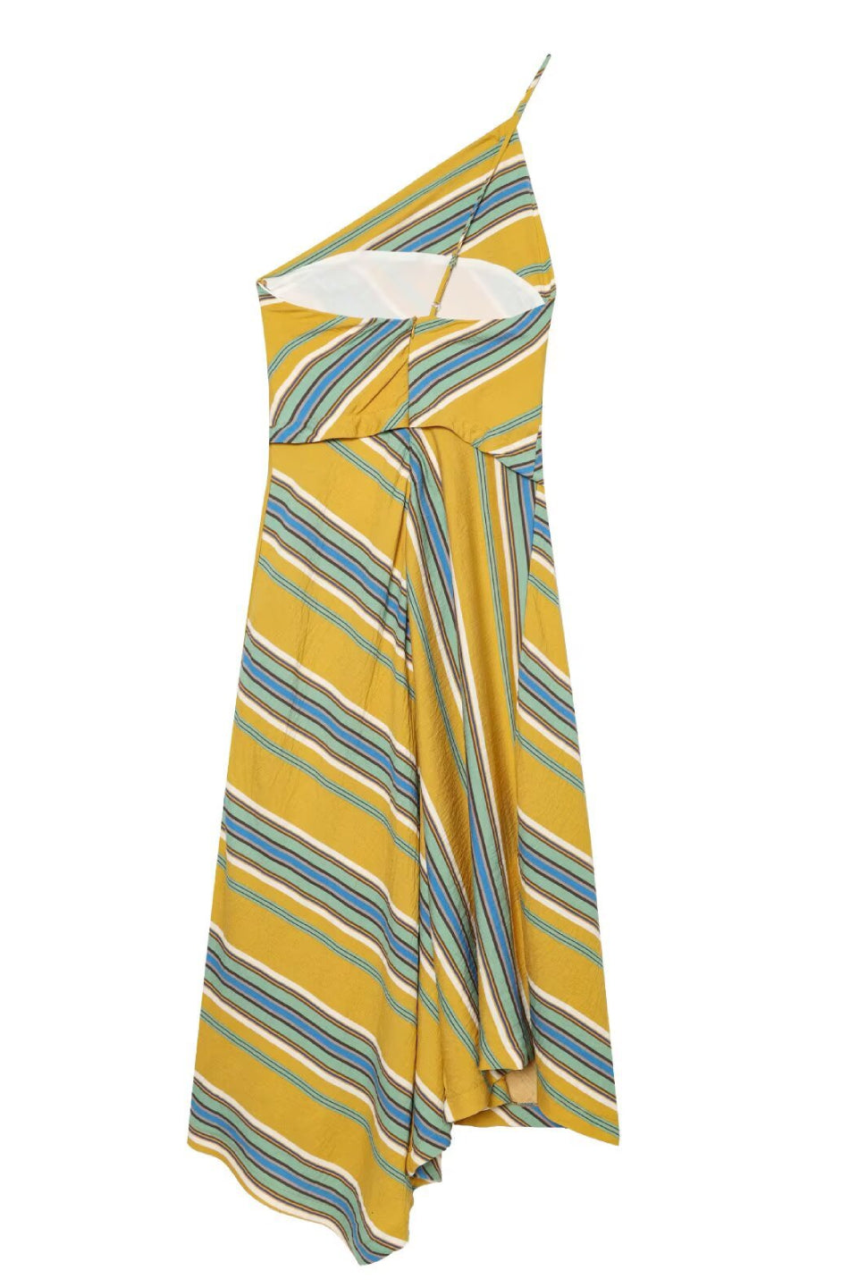 Striped One Shoulder Midi Dress