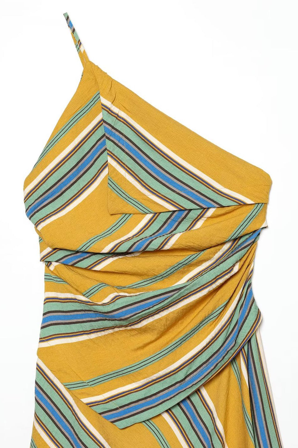 Striped One Shoulder Midi Dress