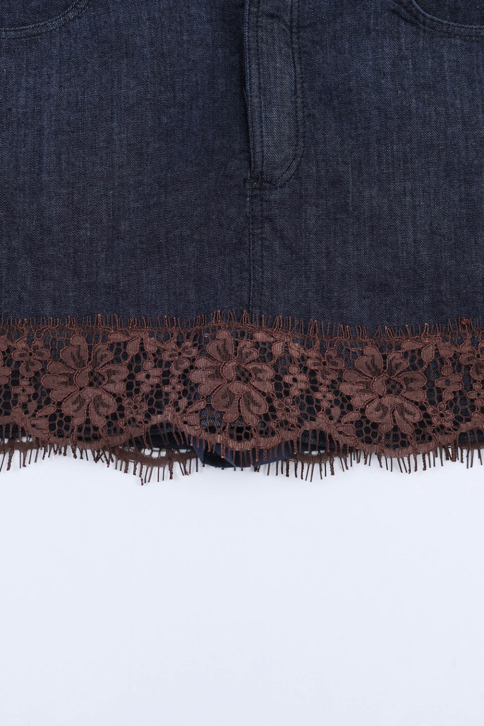 Lace Trim Denim Skirt