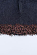 Lace Trim Denim Skirt