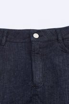 Lace Trim Denim Skirt