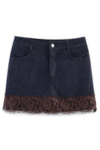 Lace Trim Denim Skirt