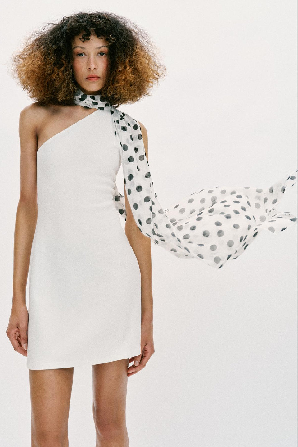 Polka Dot Scarf Mini Dress