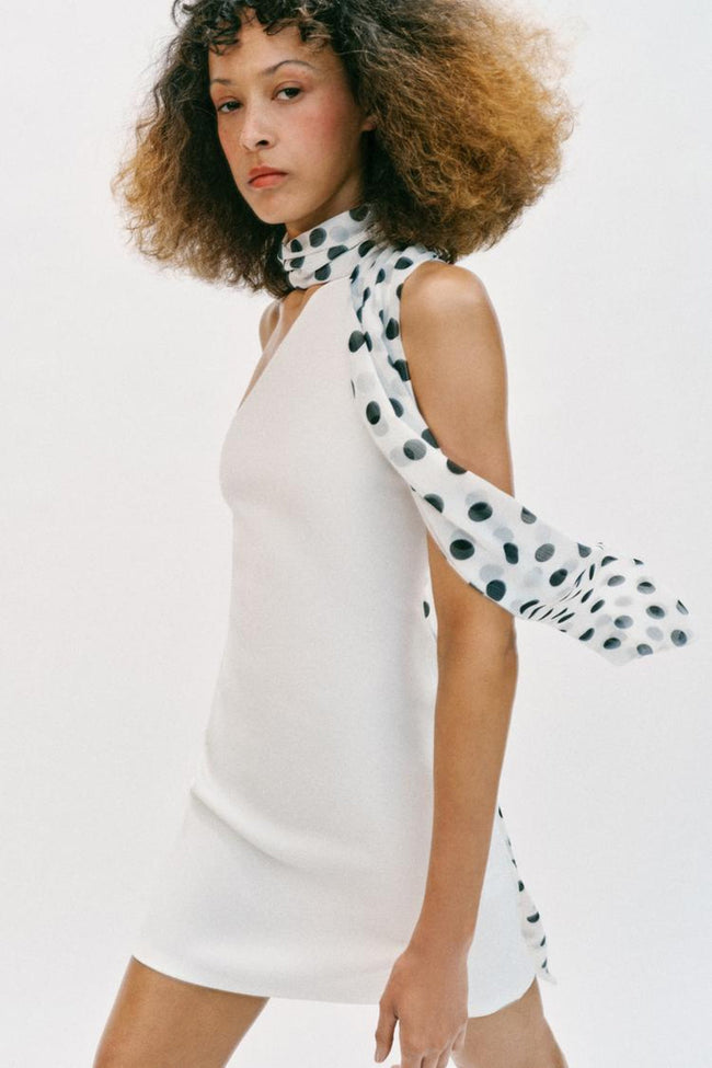 Polka Dot Scarf Mini Dress Main Image