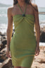 Green Halter Bodycon Mini Dress