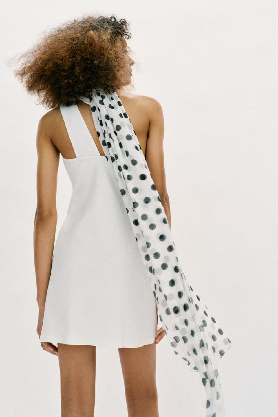 Polka Dot Scarf Mini Dress
