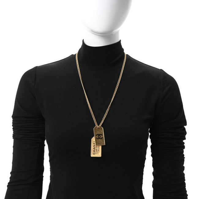 ID Dog Tag Charm Necklace Gold Main Image