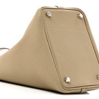 Taurillon Clemence Picotin Lock 18 PM Beige Marfa