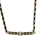 Metal Lambskin Crystal CC Choker Necklace Black Gold