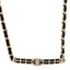 Metal Lambskin Crystal CC Choker Necklace Black Gold