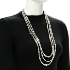 Metal Pearl Crystal Graduated CC Multi Strand Necklace Gold