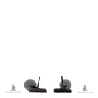 Ruthenium Pearl Crystal Baguette CC Drop Earrings Silver Grey