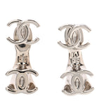 Metal CC Turnlock Drop Earrings Silver