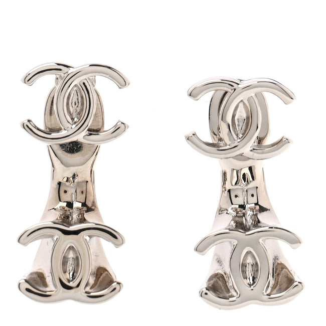 Metal CC Turnlock Drop Earrings Silver Hover Image