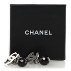 Ruthenium CC Bead Drop Clip On Earrings Black