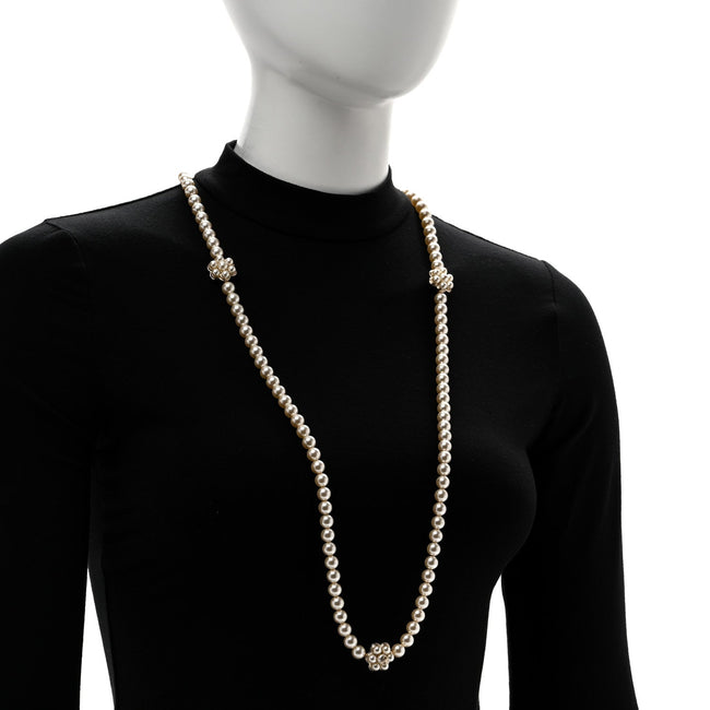 Pearl CC Camellia Long Necklace Gold Main Image
