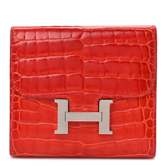 Shiny Alligator Constance Short Wallet Geranium Hover Image