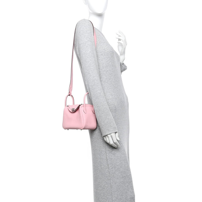 Taurillon Clemence Verso Mini Lindy 20 Rose Sakura Gris Perle Main Image