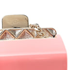 Metal Resin Flap Bag Long Necklace Gold Red