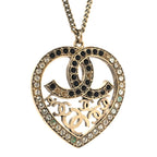 Crystal Heart CC Necklace Gold