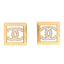 Metal Enamel CC Square Earrings Gold White