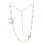 Pearl Crystal CC Short Necklace Gold