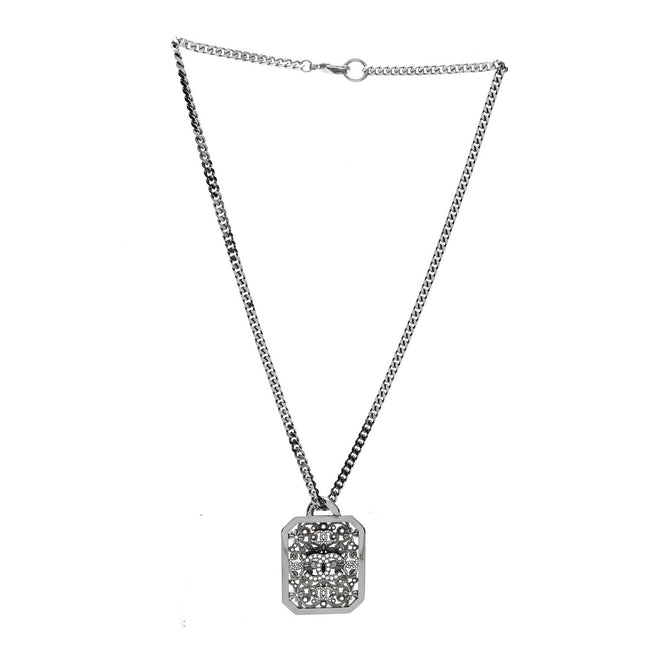 Crystal Strass CC Pendant Necklace Silver Main Image