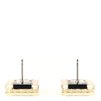 Pearl Resin Square CC Earrings Black Transparent