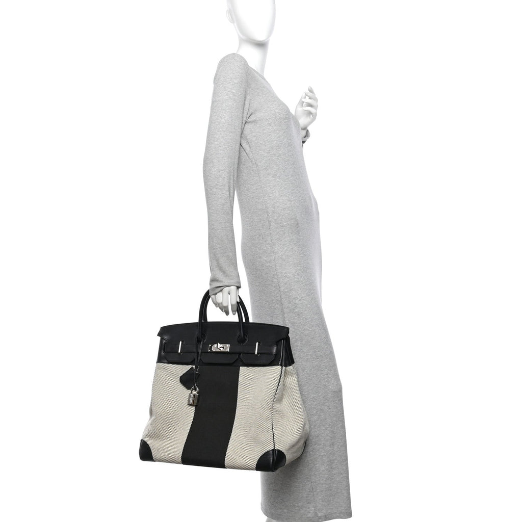 Hunter Criss Viking Evergrain Flag HAC Birkin 40  Ecru Black