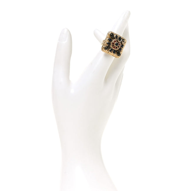 Enamel Gripoix CC Ring 52 6 Gold Burgundy Main Image