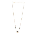 Metal Enamel Pearl CC Necklace Gold Black White