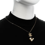 Pearl CC Logo Drop Necklace Gold