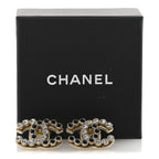 Crystal CC Earrings Black Gold