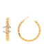 Crystal Heart CC Hoop Earrings Gold