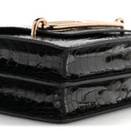 Shiny Alligator Mini Sac Roulis Black