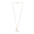 Metal Strass Crystal Scissors CC Pendant Necklace Gold