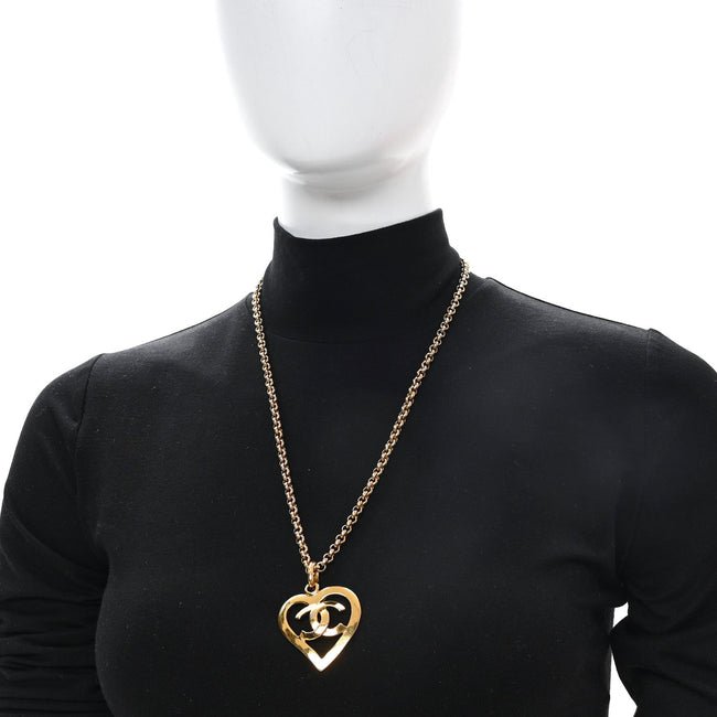 CC Heart Chain Pendant Necklace Gold Main Image
