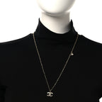 Metal Pearl Crystal CC Textured Pendant Necklace Gold