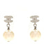 Crystal Pearl CC Drop Earrings Silver