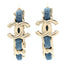 Metal Denim CC Chain Hoop Earrings Gold Blue
