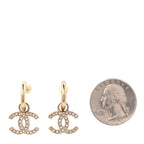 Metal Crystal CC Hoop Drop Earrings Gold