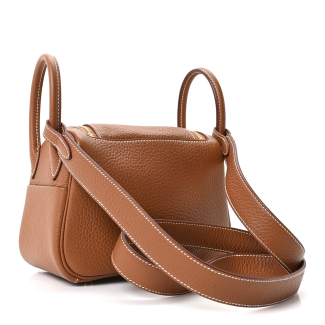 Taurillon Clemence Mini Lindy 20 Gold Main Image