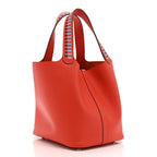 Epsom Tressage De Cuir Picotin Lock 22 MM Rouge Coeur Bleu du Nord Rouge H