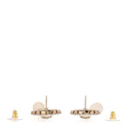 Crystal Pearl Enamel CC Drop Earrings Gold White