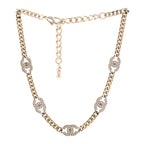 Crystal Chain CC Necklace Gold Silver