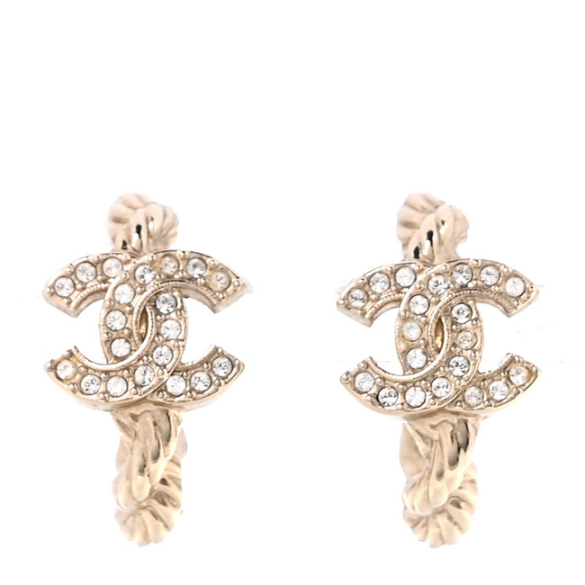 Crystal CC Hoop Earrings Gold Hover Image