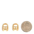 Crystal Strass CC Double Hoop Earrings Gold