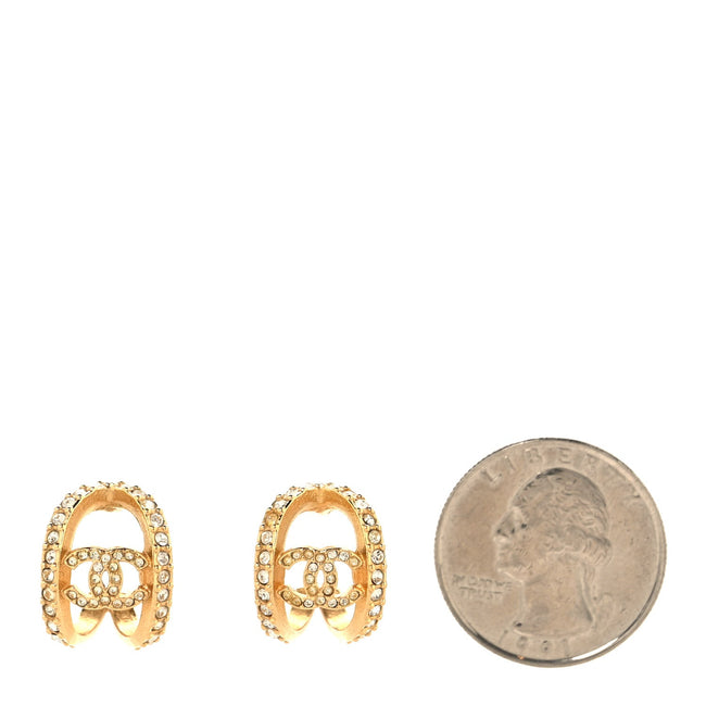 Crystal Strass CC Double Hoop Earrings Gold Main Image